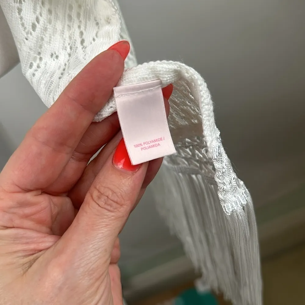 Victorias Secret Swimsuit V Neck Swim Cover Up White Crochet Fringe Hem XS/S - Image 9