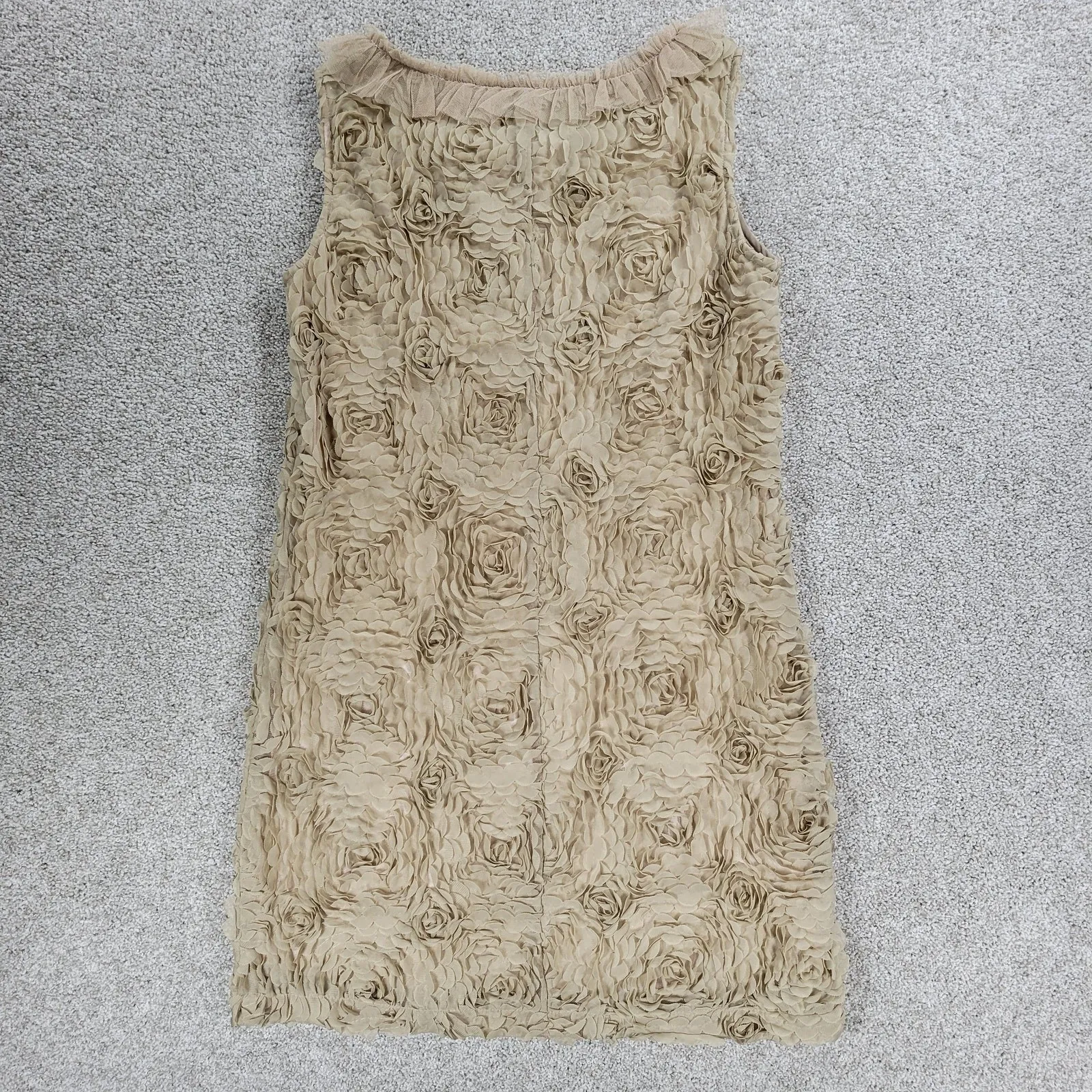 Bloomsbury Shift Dress Womens M Cream Tulle Rosette Floral Cocktail Party Lined Size M - Image 11