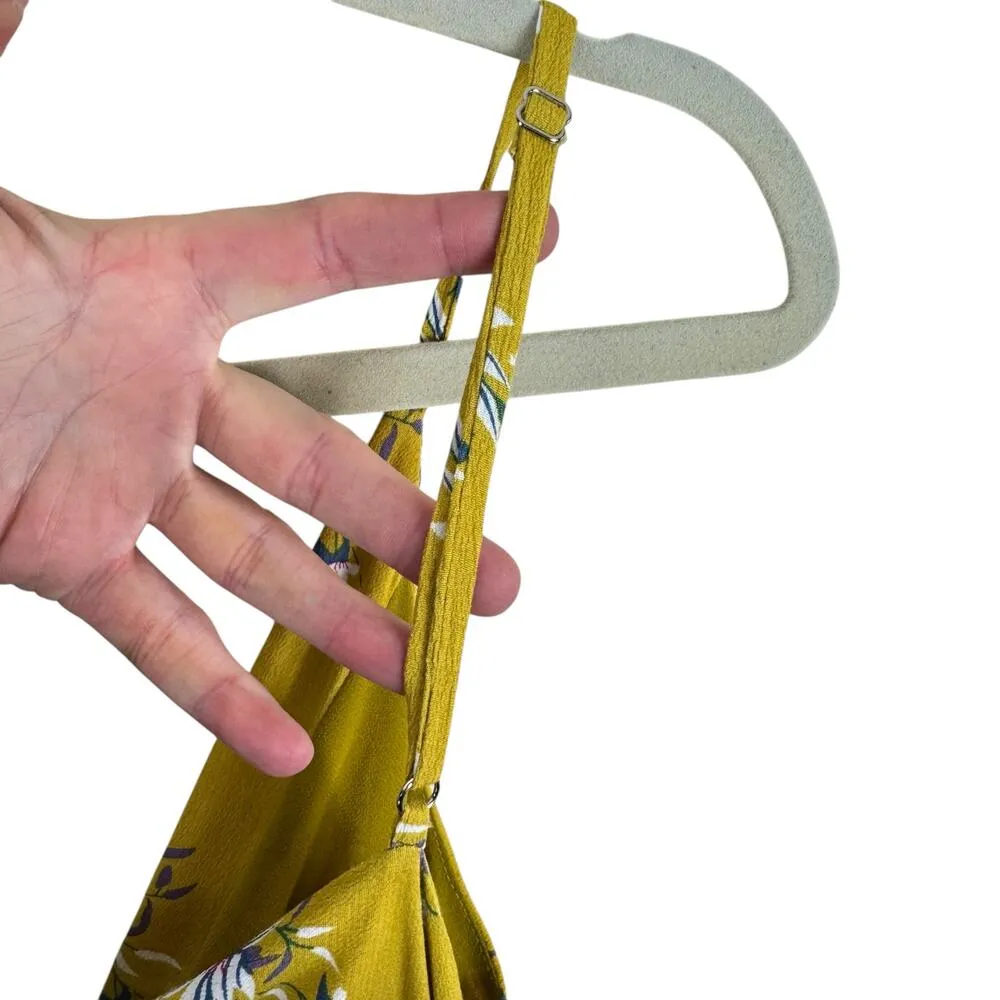 Anthropologie See U Soon Yellow Floral Viscose V-Neck Tank Midi Dress Size M - Image 7