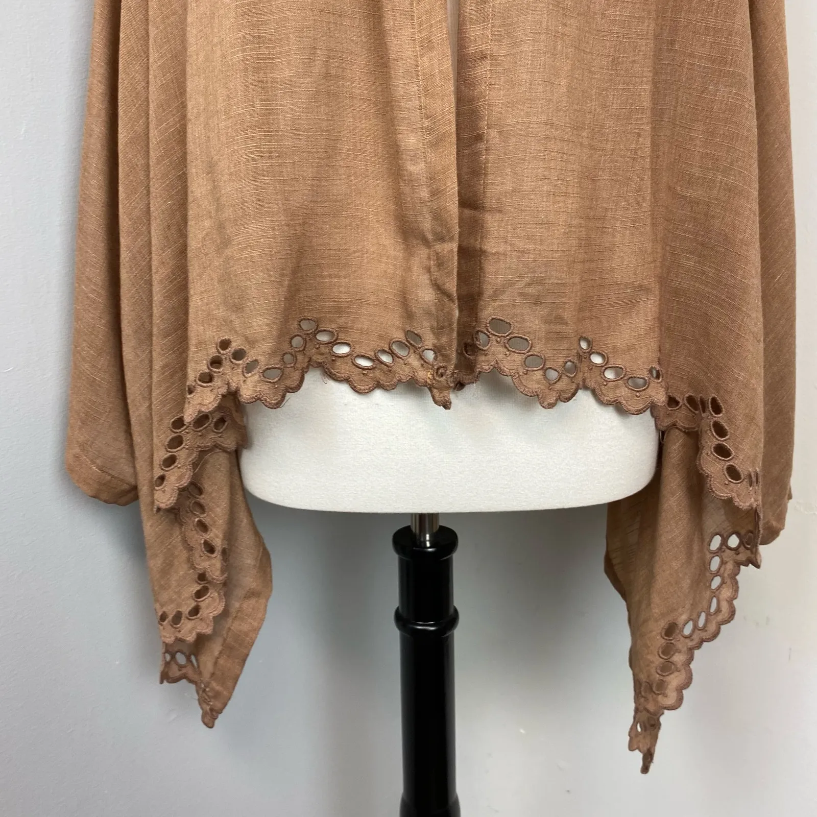 Mustard Seed Light Brown Sharkbite Lightweight Open Cardigan One Size Fall - Image 2