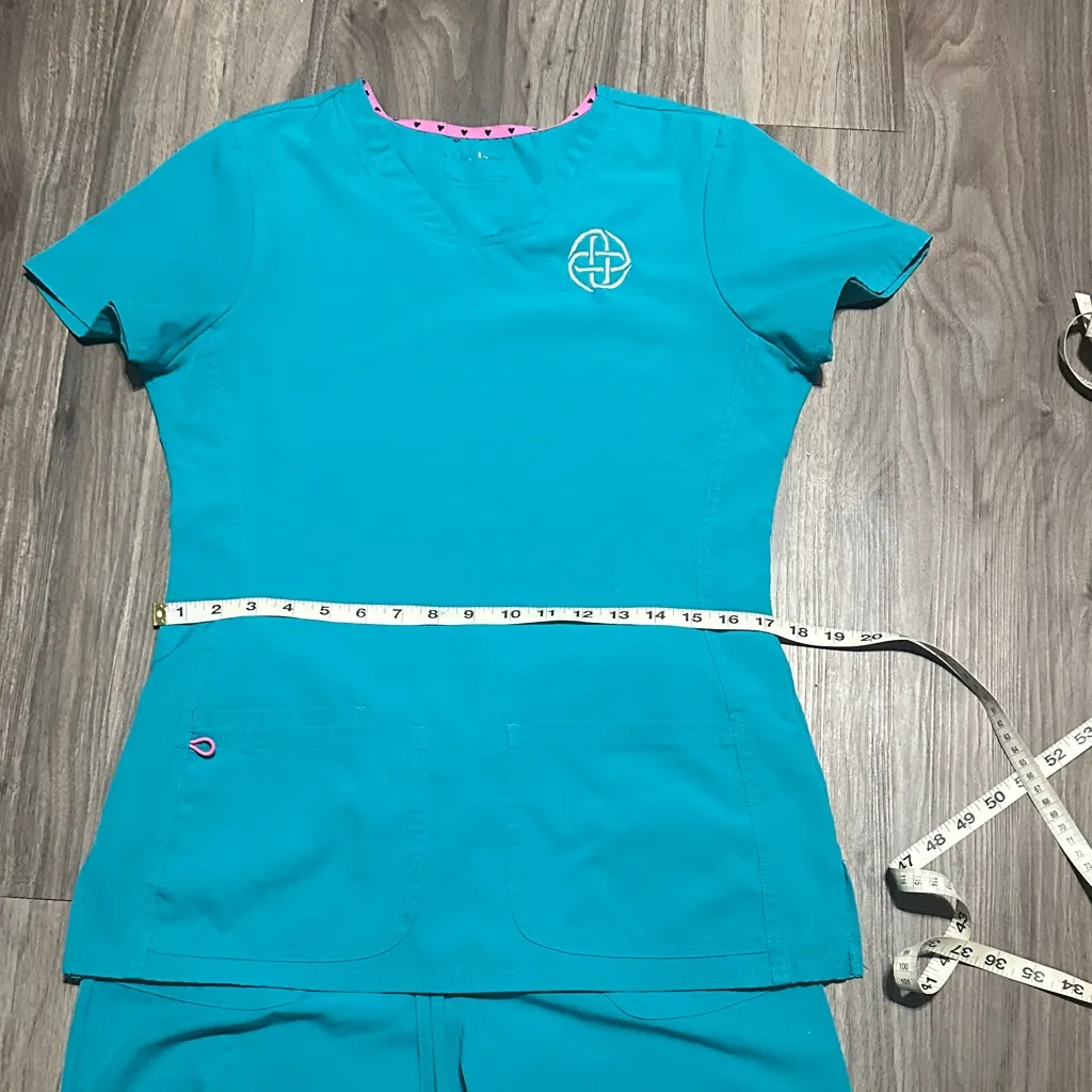 HeartSoul Turquoise Scrub Set Blue Size XS - Image 6