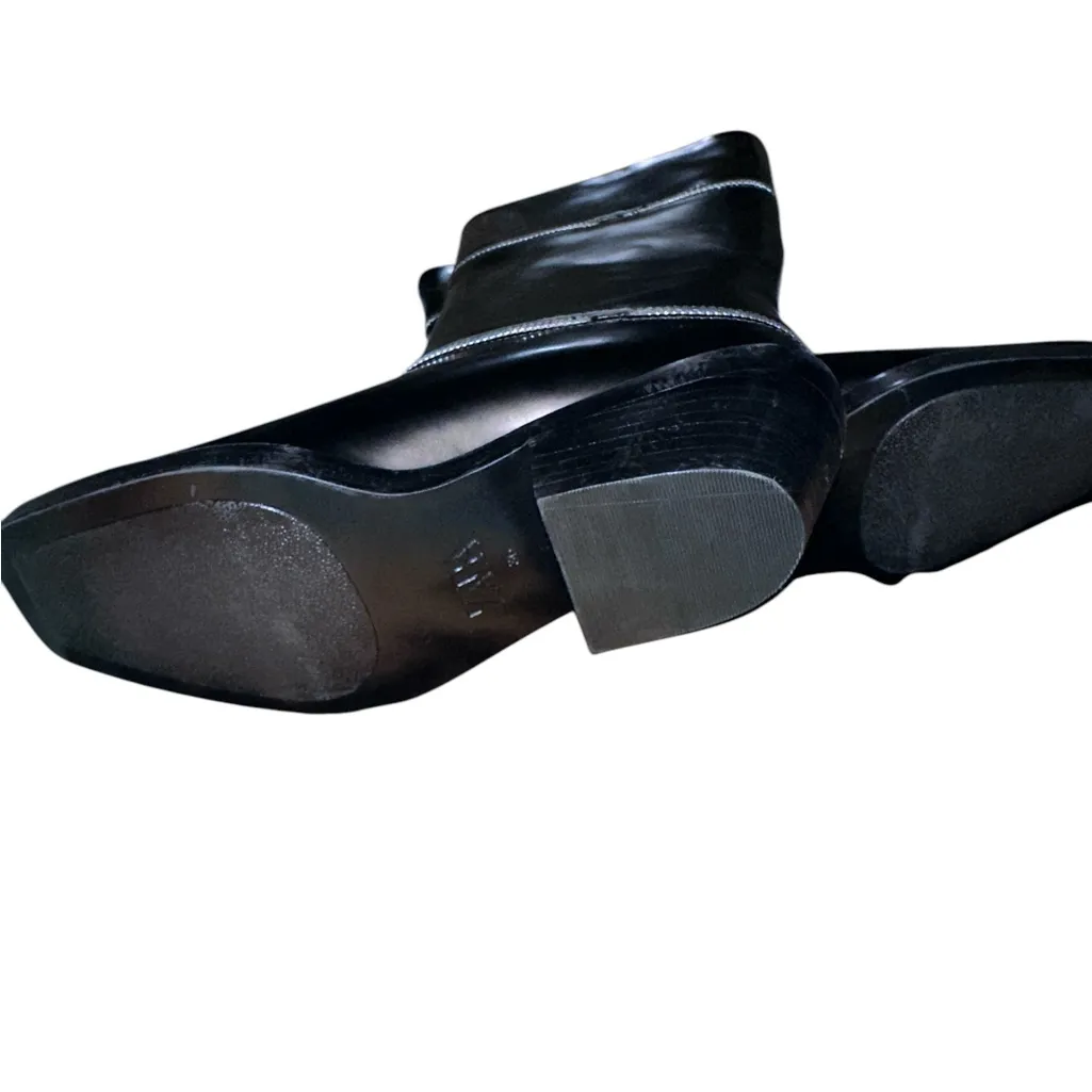 NWT Zara Black ZIPPERED LEATHER Mid Calf Boots EU 36 US 6 Black Bloggers Fave - Image 10