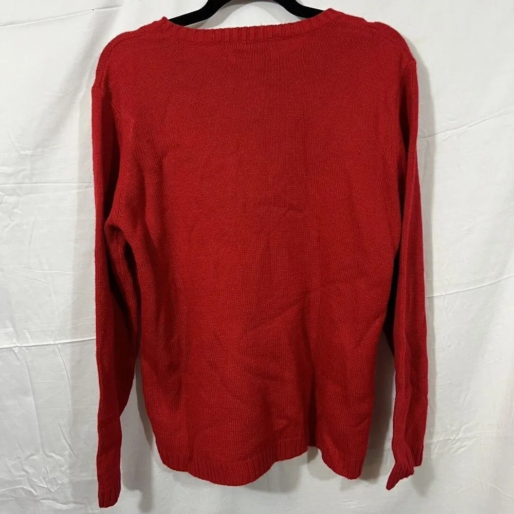 Vintage Christmas Sweater Womens Large 12/14‎ White Stag Red Stocking - Image 5