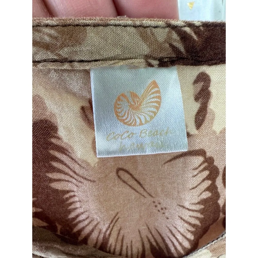 Coco Beach Hawaii Hawaiian Floral Hibiscus Tropical Earthy Swim Cover Up Dress Brown Size undefined - Image 4