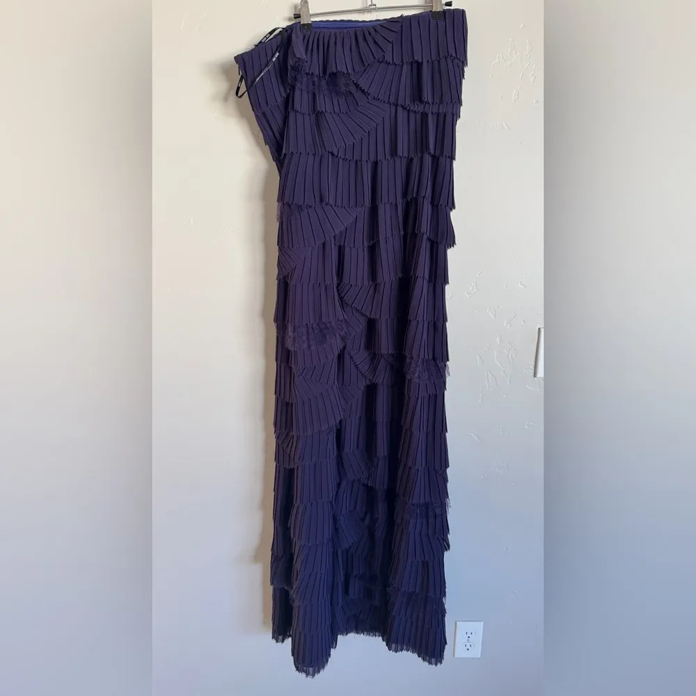 Tadashi Shoji tiered ruffle strapless purple gown MEASUREMENTS - Image 10