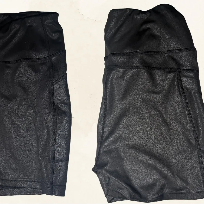 Shimmery Black High Rise Biker Shorts w/ Pockets | 5” Inseam Size L - Image 2