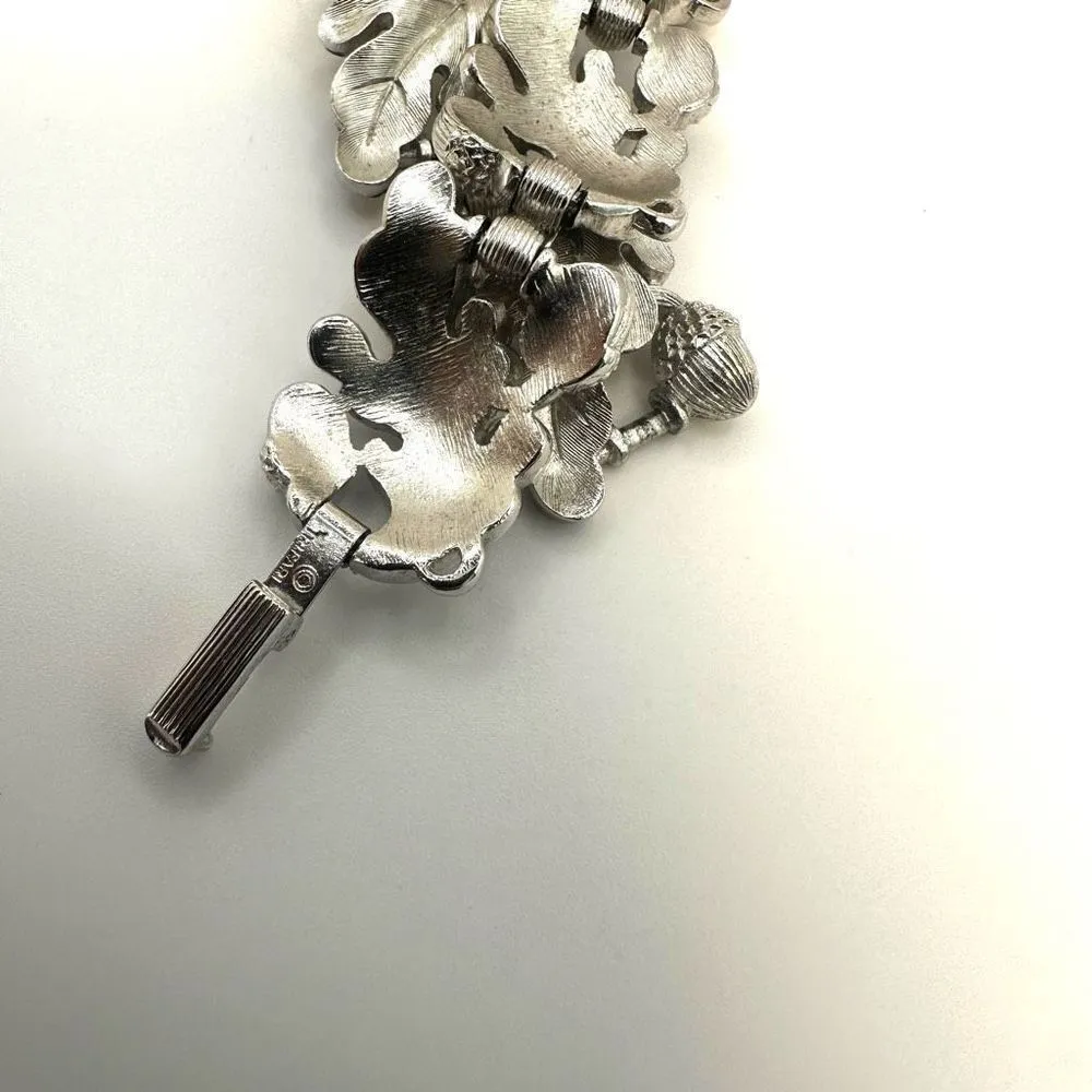 crown trifari acorn and leaf parure silver tone vintage bracelet - Image 9