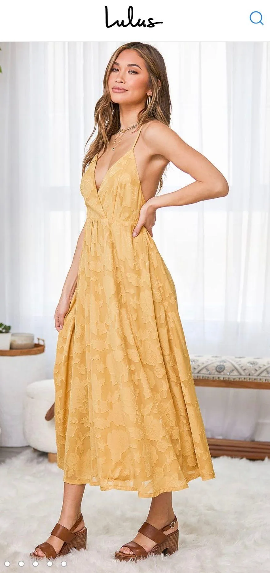 Lulus Philosophy Of Beauty Mustard Yellow Burnout Floral Midi Dress - Image 4