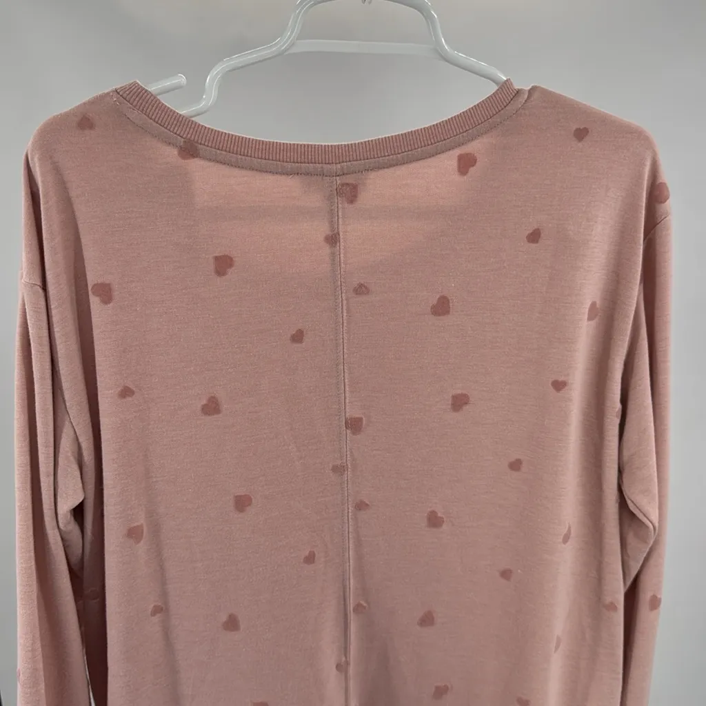 Jane and Delancey Pink velvet heart Sweatshirt lightweight M casual pastel - Image 8