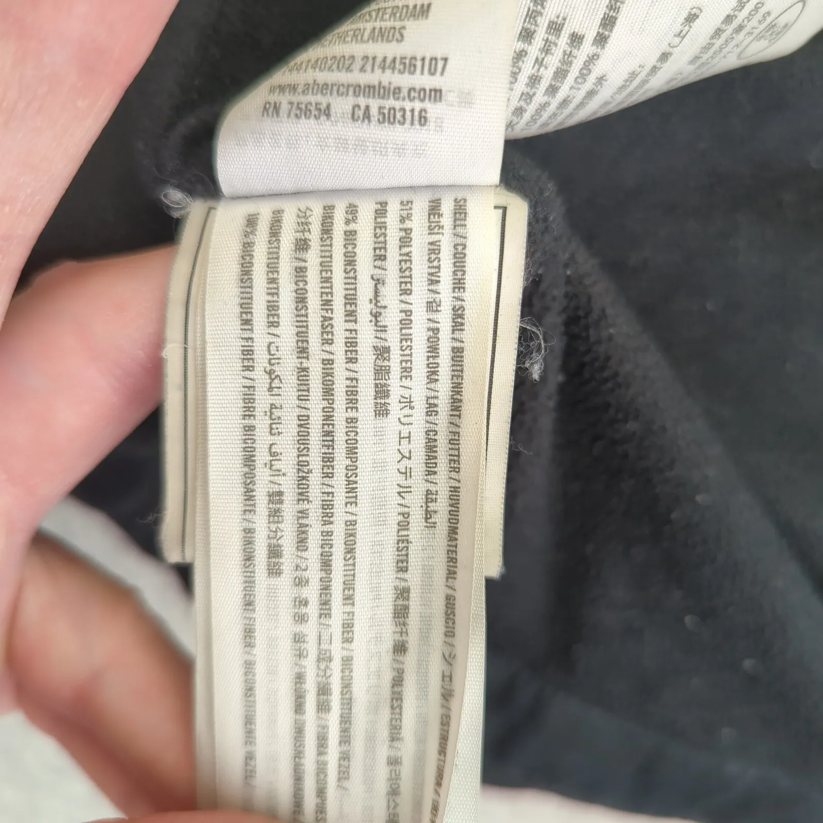 Abercrombie Fitch Ultra Black Puffer Jacket Hooded Wind Water Resistant Small‎ - Image 5