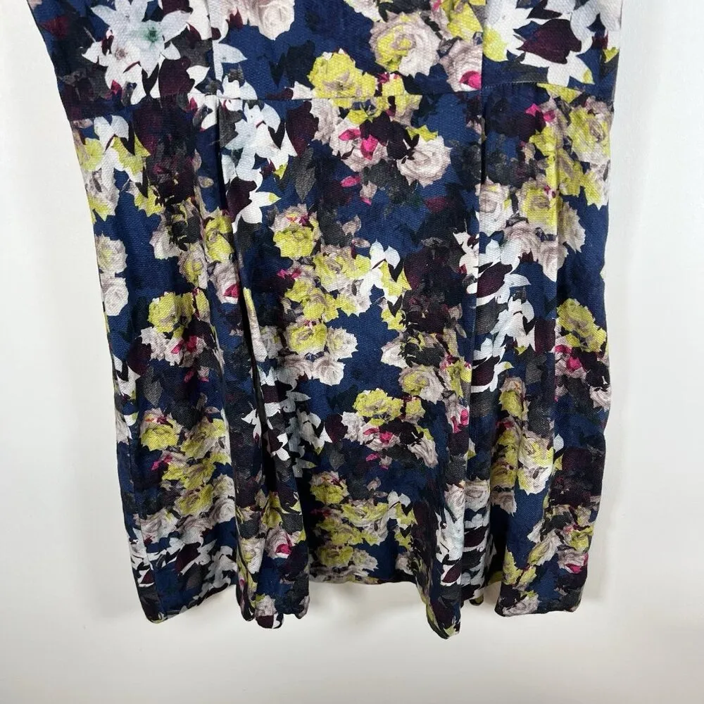 Monsoon Women's Midi Dress Size 10 Multi 100% Cotton A-Line Floral Beaded Collar - Image 3