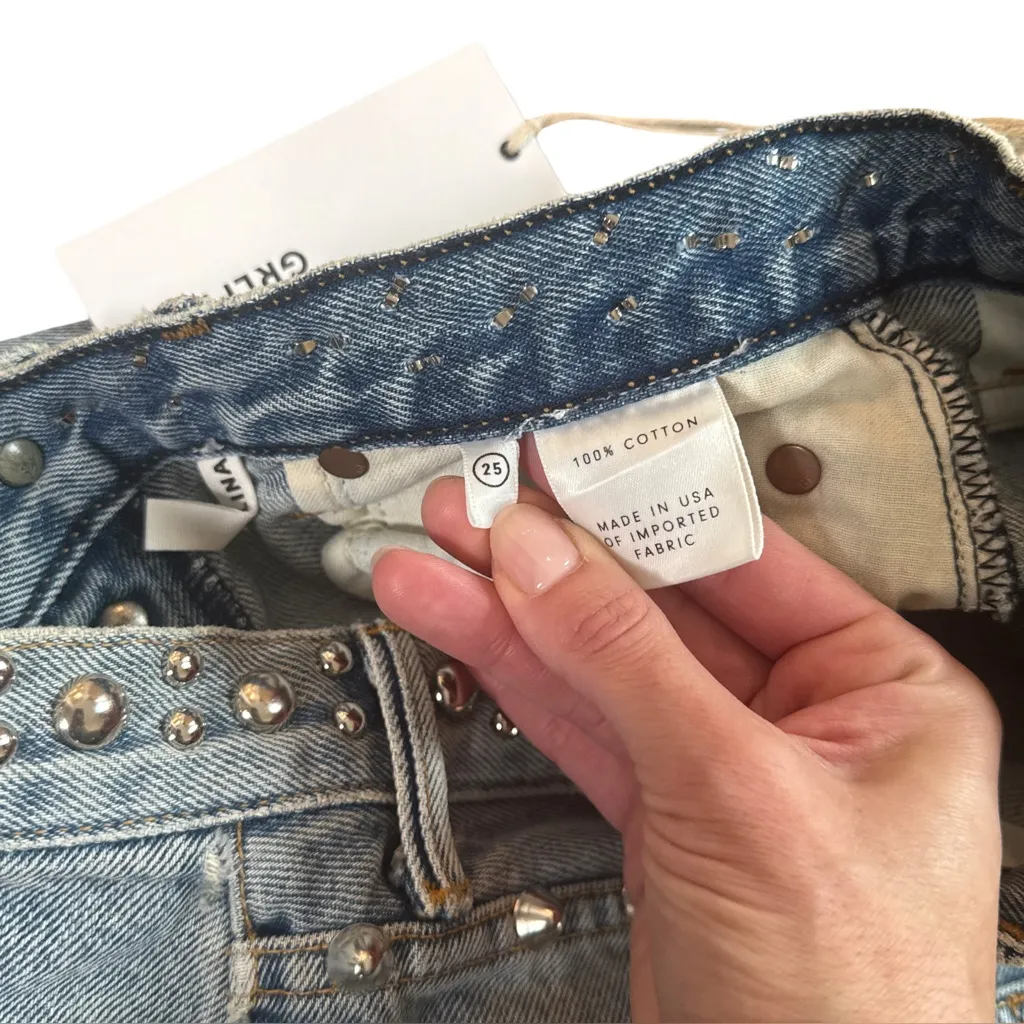GRLFRND Karolina Lennon Studded High Rise Straight Jeans Women’s 25 NWT - Image 6