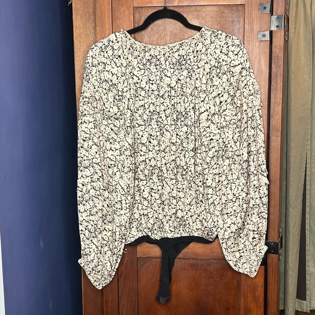Free People Boho Floral Peasant Blouse Women Small Long Sleeve Cottagecore Top - Image 7