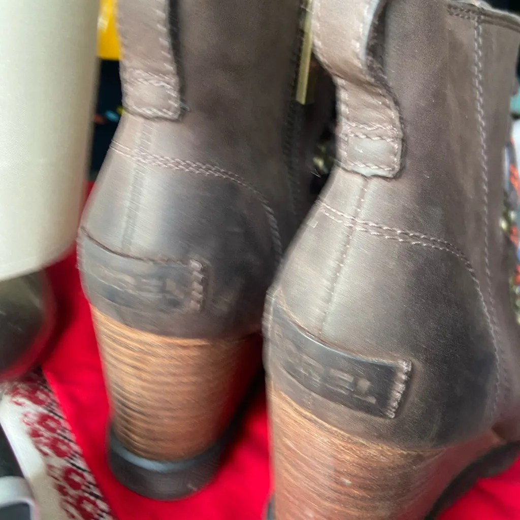 SOREL Brown Lace-Up Wedge Ankle Boots - Image 8