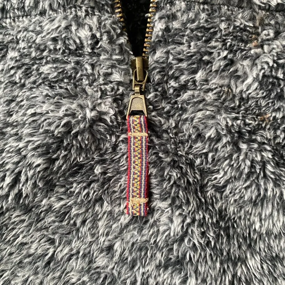 Alpine Sherpa women's M gray quarter zip pullover long sleeve zip up collared Size M - Image 10