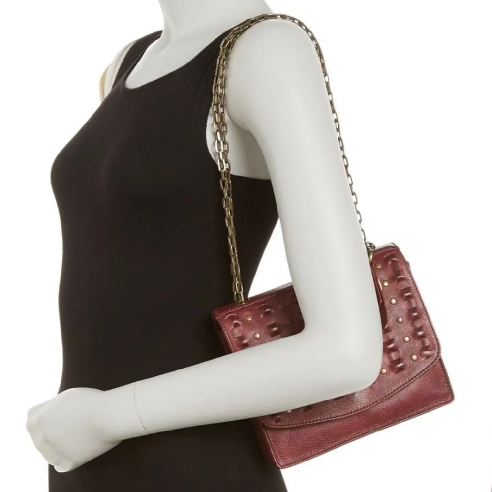 Frye Jade Studded Cross Body Shoulder Bag Purse Brick Red Cherry Red NEW - Image 12