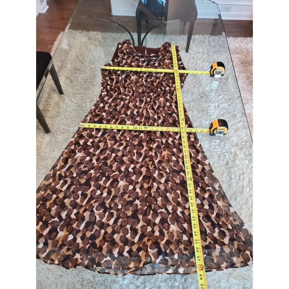 Womens Brown Black 100% Polyester Round Neck Sleeveless Knee Length Dress 10 - Image 10