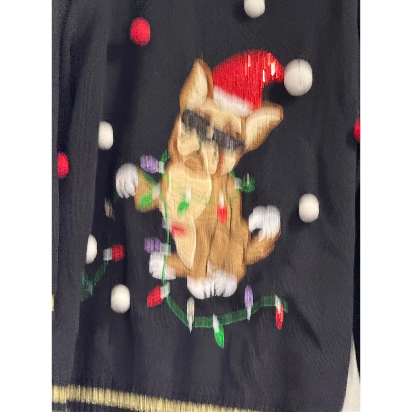 Holiday Time Women's Ugly Christmas Sweater Bulldog Embroidered Poms 3x dog - Image 2