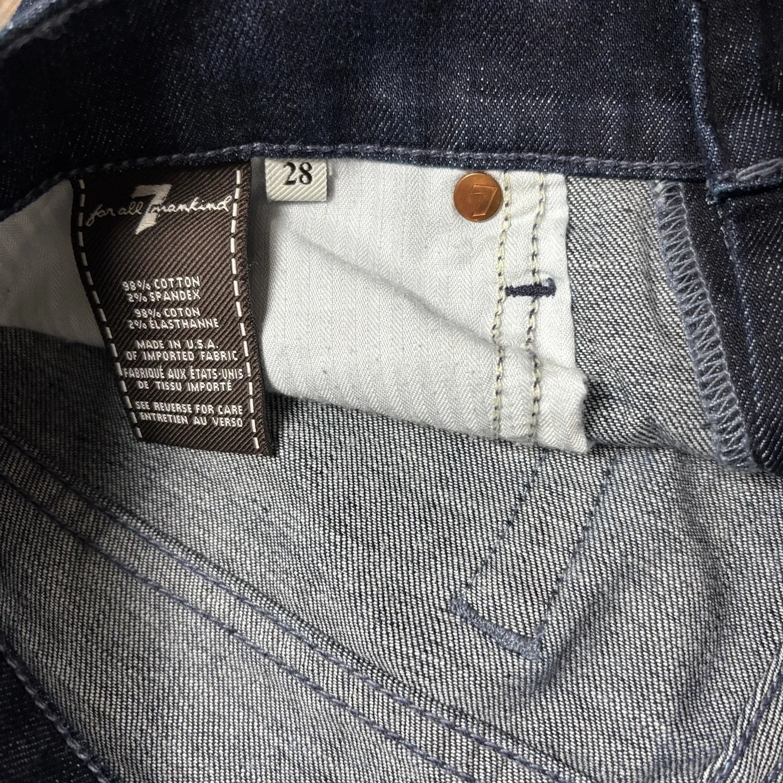 7 For All Mankind Dojo Flare Leg Jeans 7FAMK 28 Dark Wash - Image 5