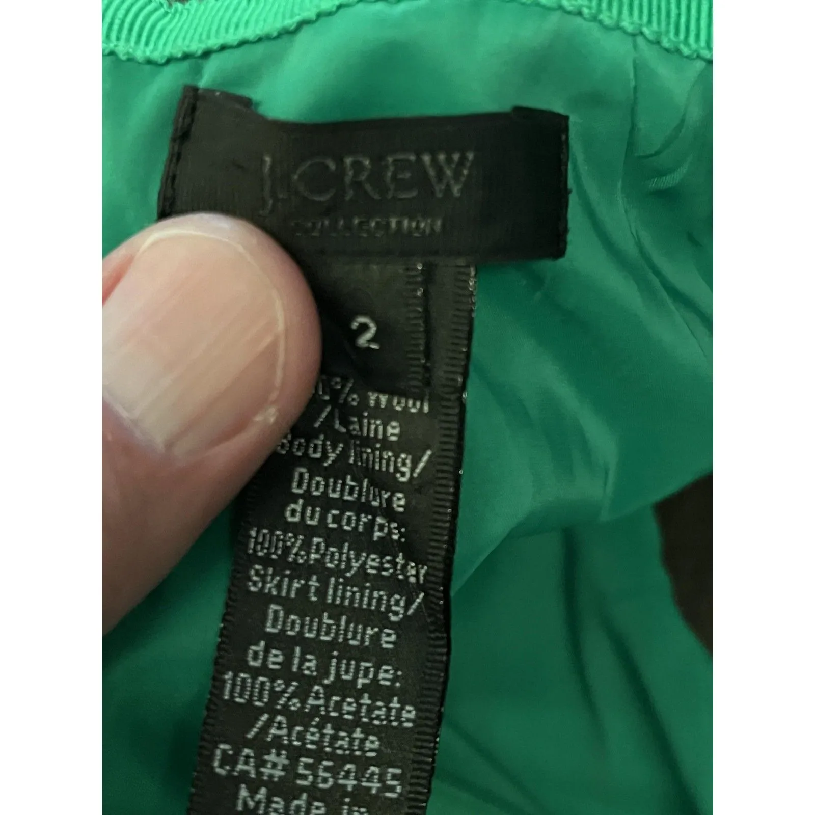 J.Crew Collection Dress Womens 2 Green Wool Fit & Flare Sleeveless Lined A - Image 8