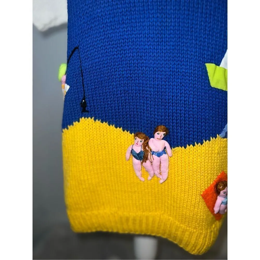 VINTAGE Crochet Short Sleeve Knit 3D Sweater Yellow - Image 5
