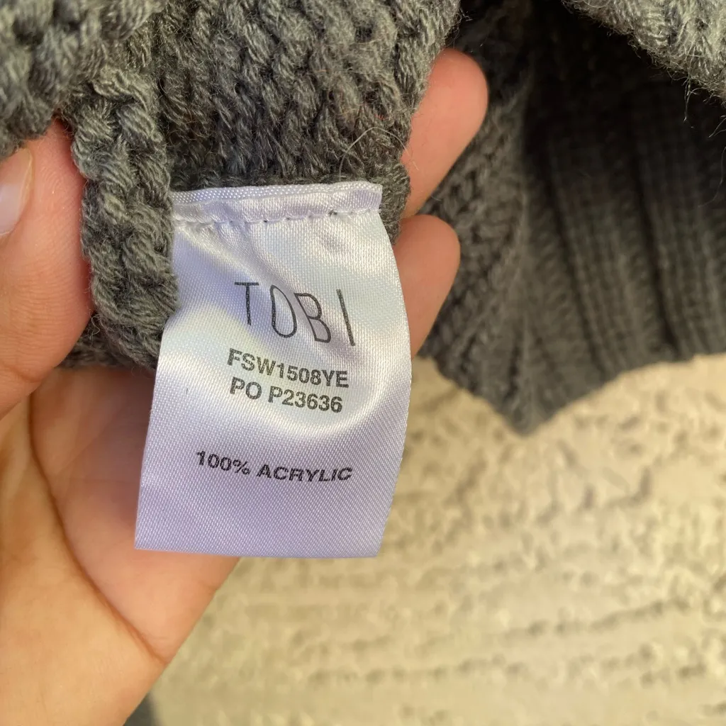 Tobi Charcoal Cowl Neck Cropped Sweater - Image 4