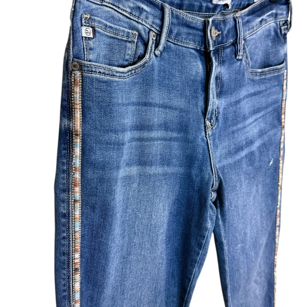 Dear John Women’s Sz 28 Joyrich Blue Comfort Skinny Jeans Side Detailing - Image 3