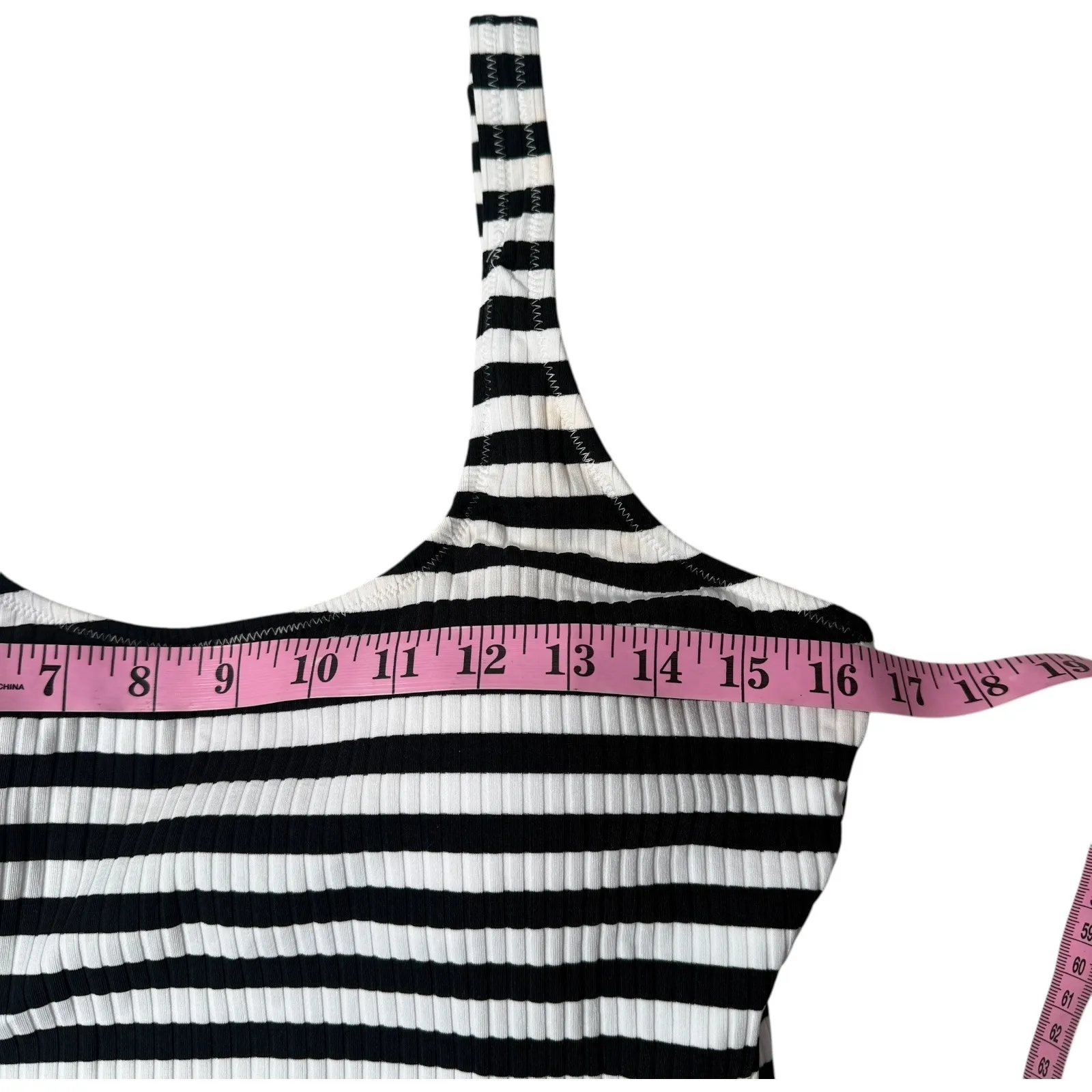 Swimsuits For All Ashley Graham Black White Stripe Ribbed One Piece Swim Size 10 - Image 9