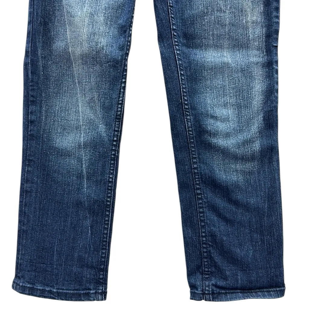 Rhythm in Blues Stretch Denim Low Rise Embroidered Classic 5 Pocket Cropped Sz 2 - Image 5