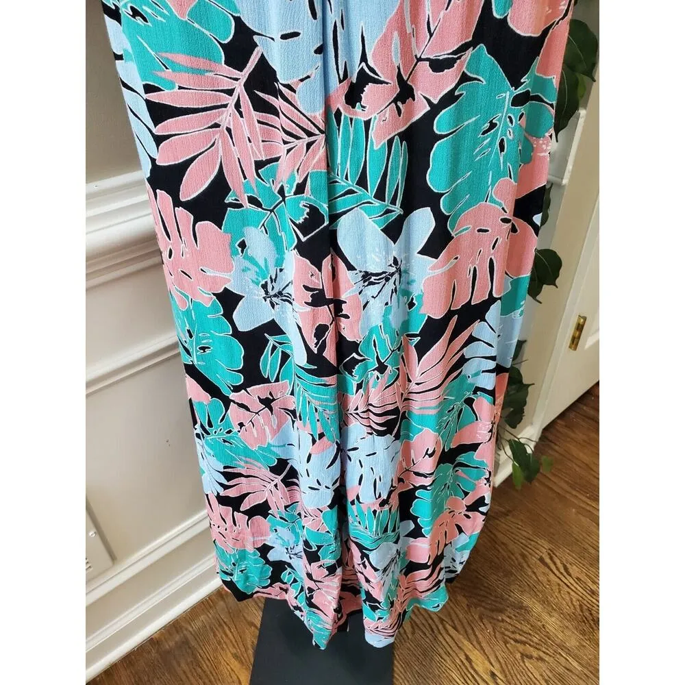 FOREVER 21 Women Multicolor Floral Spaghetti Strap Open Back Jumpsuit Size Large - Image 4