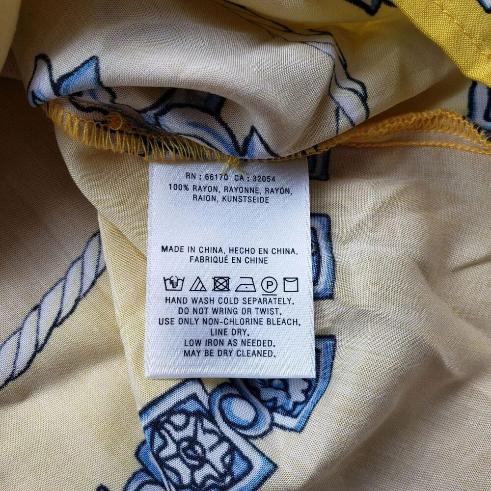 Maeve Anthropologie Elan Scarf Print Tie Front Blouse Womens 0 Yellow V Neck - Image 10