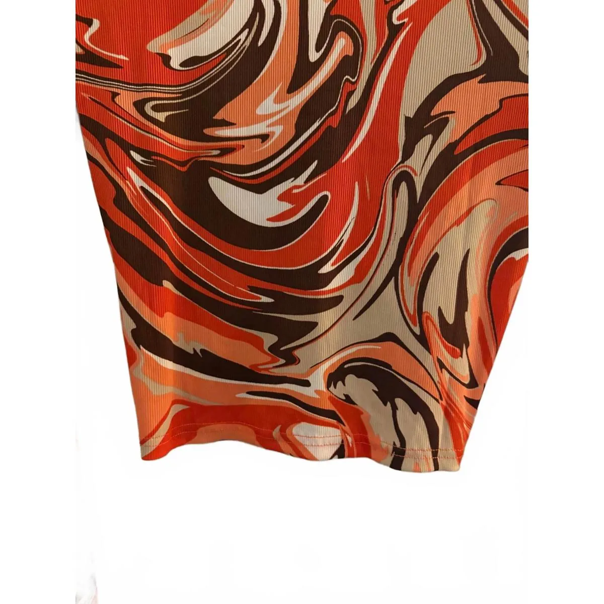 New Rue21 Women's Crop Top Medium Polyester Spandex Red Peach White Chic Retro - Image 5