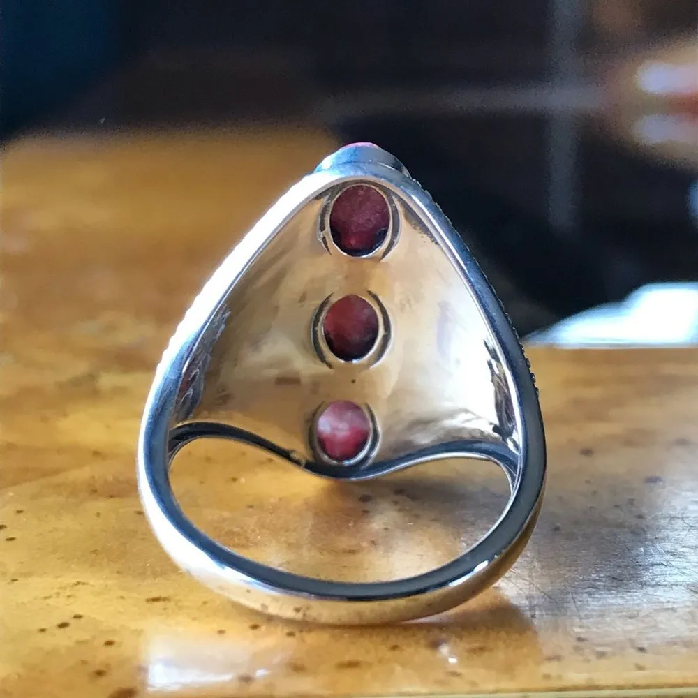 Norwegian Thulite Sterling Silver Ring Size 9 - Image 4