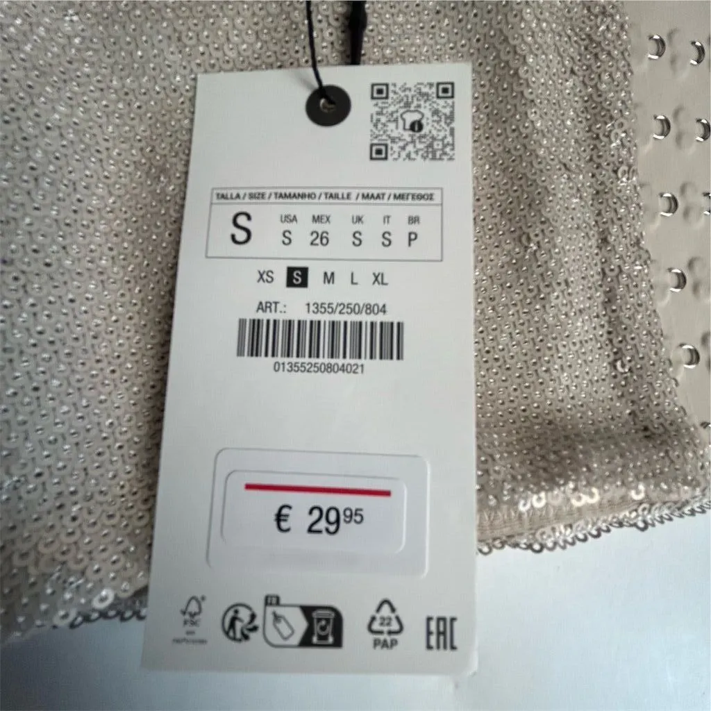 Zara Women's Gold Sequin Corset Crop Top Blouse Size S Party Wear - Image 6