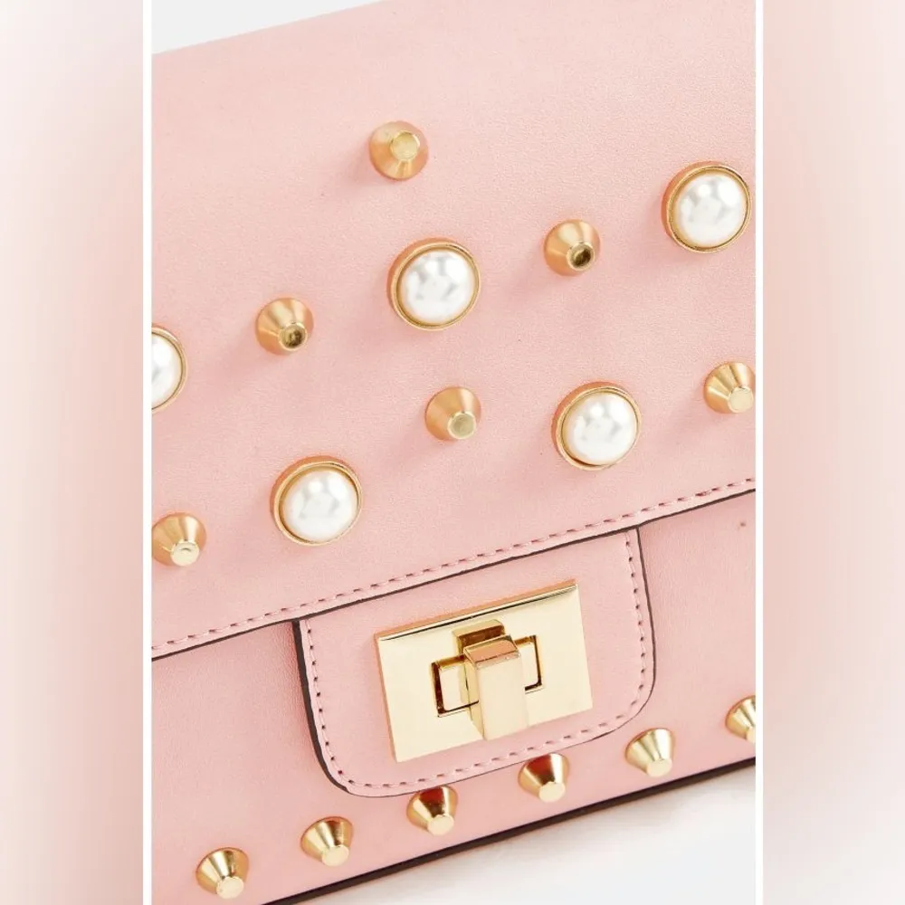 Pink Pearl Studded Crossbody Bag - Image 2