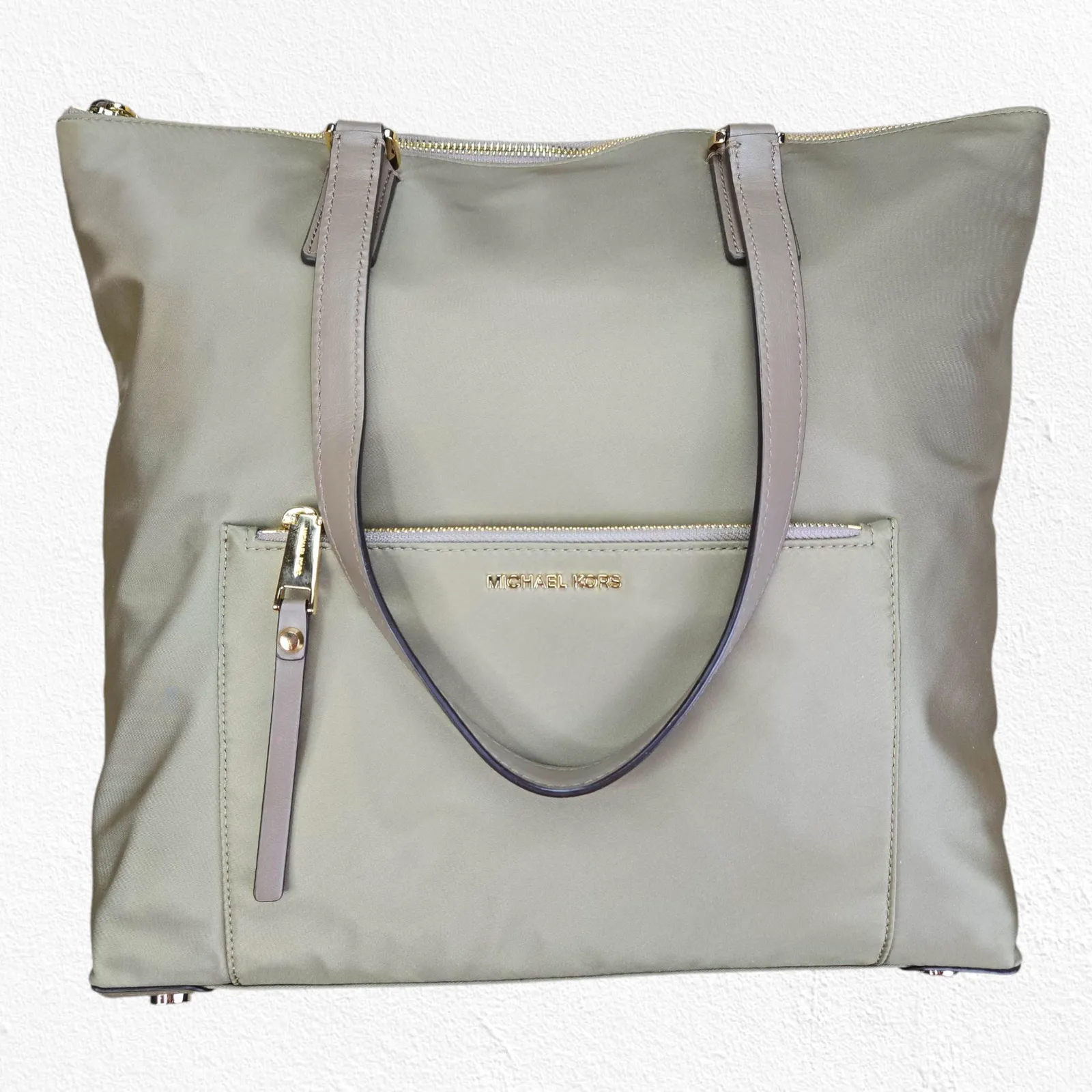 Michael Kors Ariana Tote Dusk Olive Green Nylon Travel Shoulder Designer Purse - Image 2