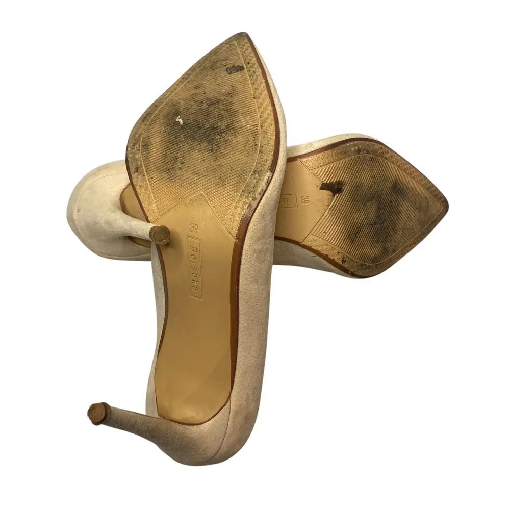 BERSHKA Cream Pointed Toe High Heels Womens Size‎ 39 EU Office Dress Shoe - Image 6