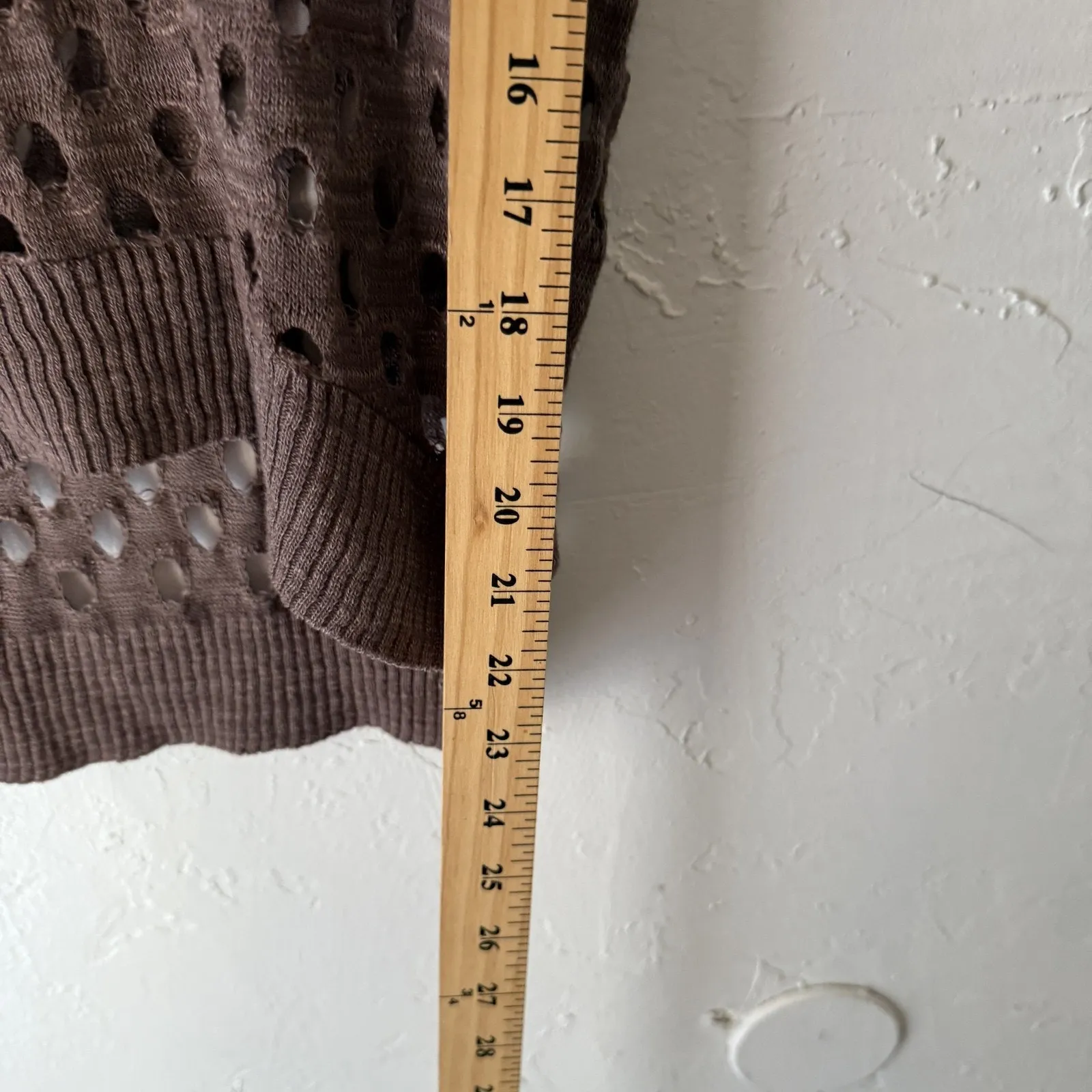 Studio‎ Y Y2k Small Brown Short Sleeve Open Knit Pullover Going Out Top - Image 7