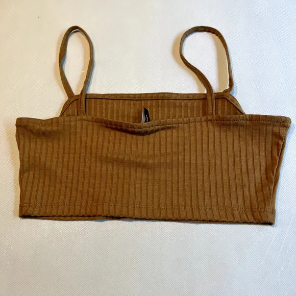VERO MODA Womens Lucy Rib Crop Top Tobacco Brown size Small‎ - Image 9