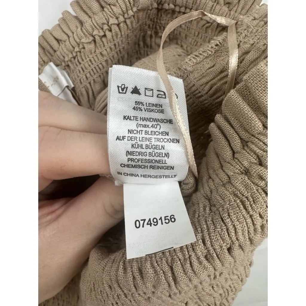 House of Harlow Linen Blend Jumpsuit Brown Smocked Sz S Granolagirl Minimalist‎ - Image 6