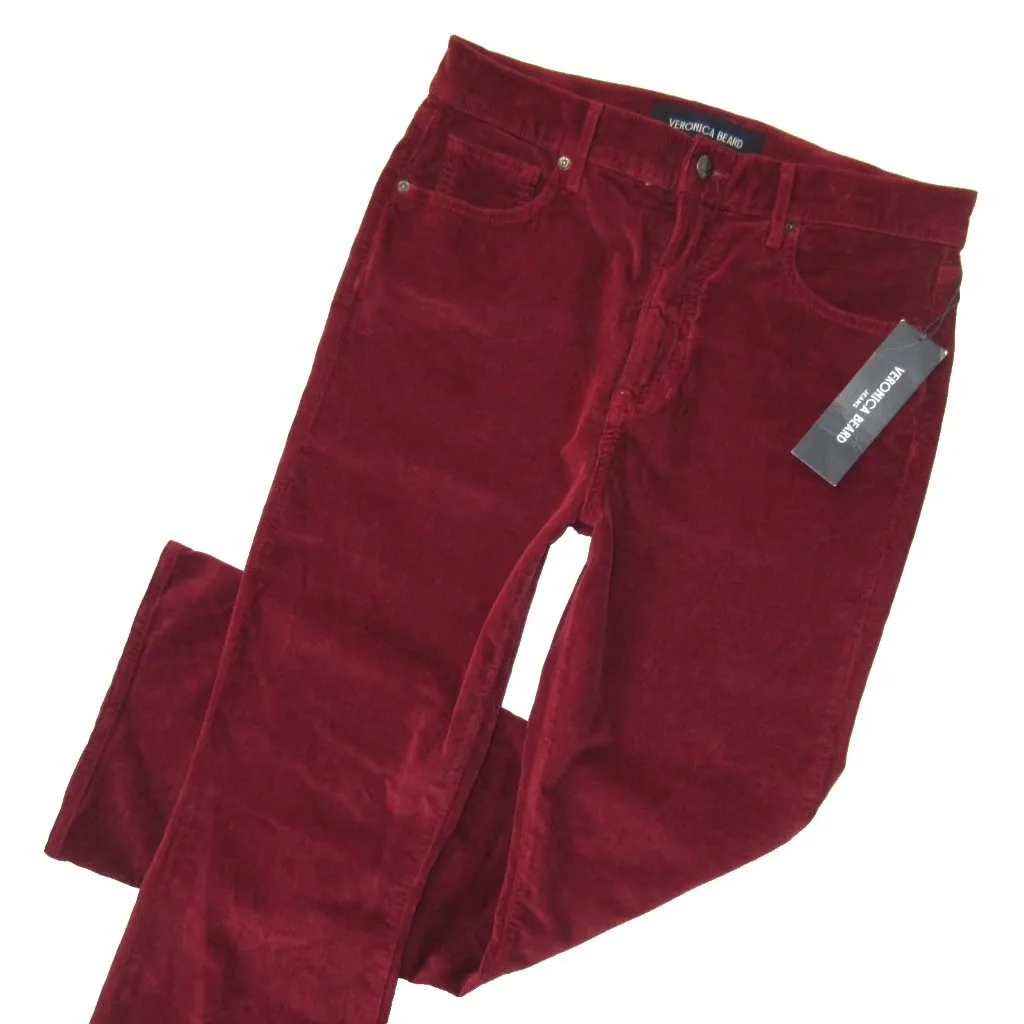 NWT Veronica Beard Carson Ankle Flare Cord in Oxblood Stretch Corduroy Pants 31 - Image 2