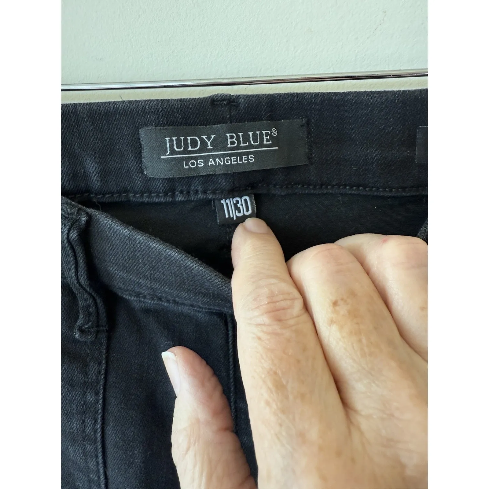 Judy Blue Pull On Flare Jeans Womens 30 Black High Waist Stretch Bohemian Hippy - Image 5