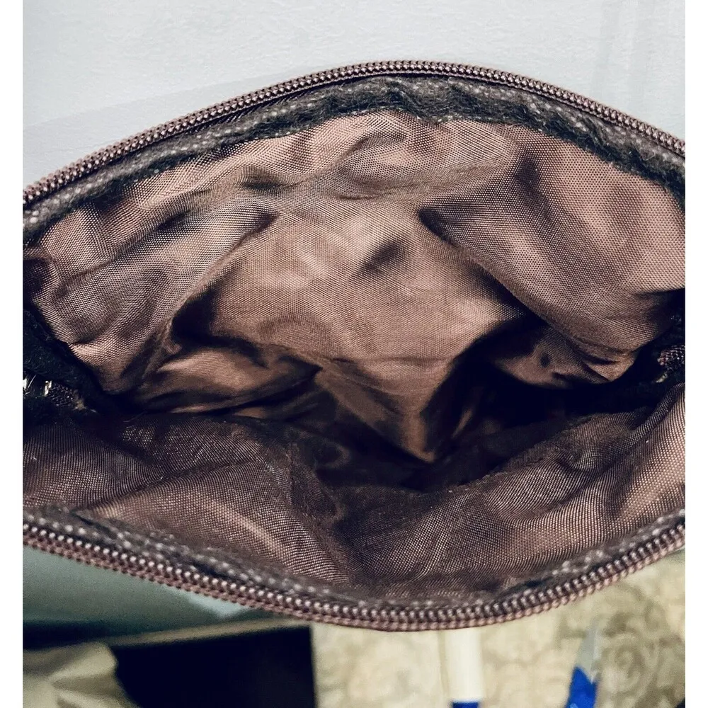 Bahamas Ivory Brown Canvas Crossbody Bag Zip Up W Outside Pocket - Image 8