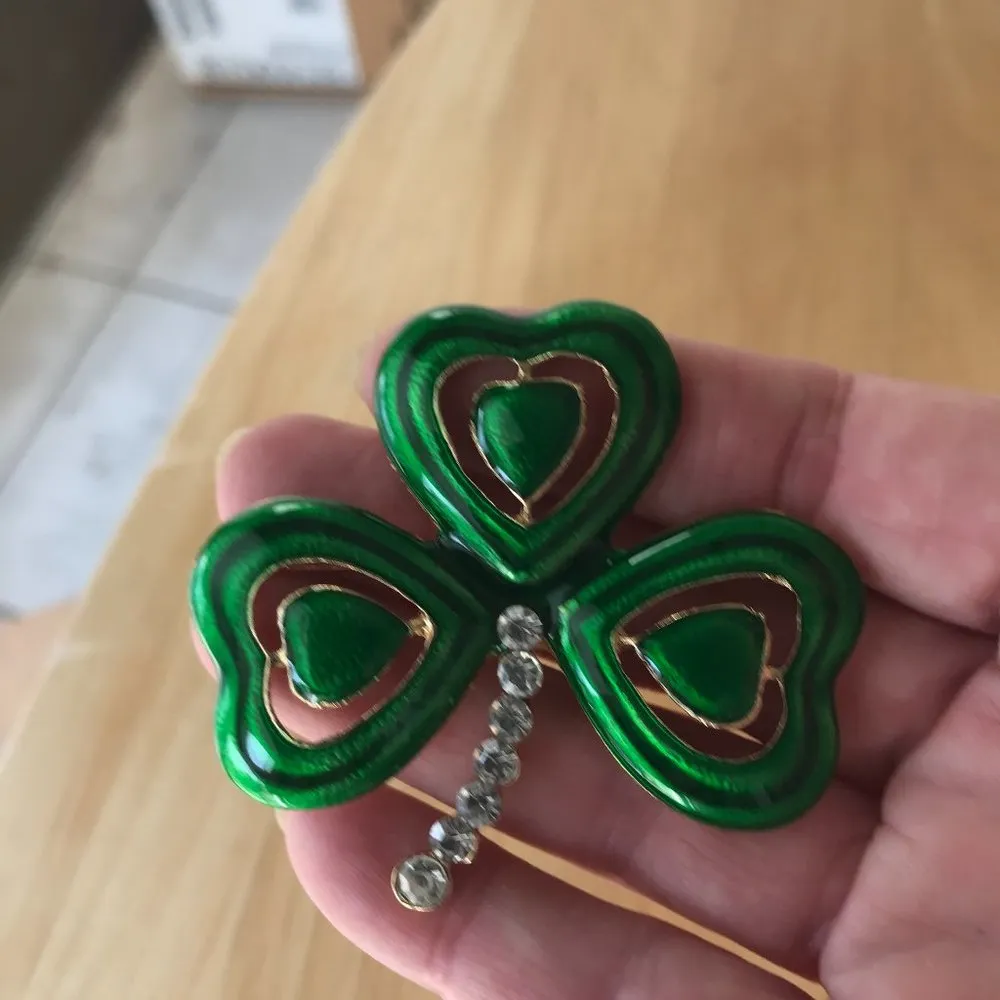 Shamrock Pin Brooch Austrian Crystals St Patricks - Image 3