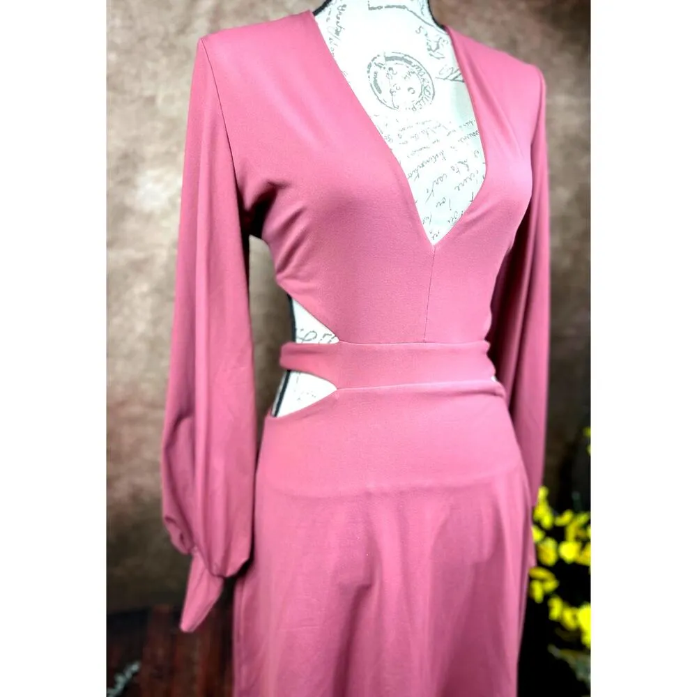 Susana Monaco Deep V Neck Cut Out Back Dress Lipgloss XL - Image 9