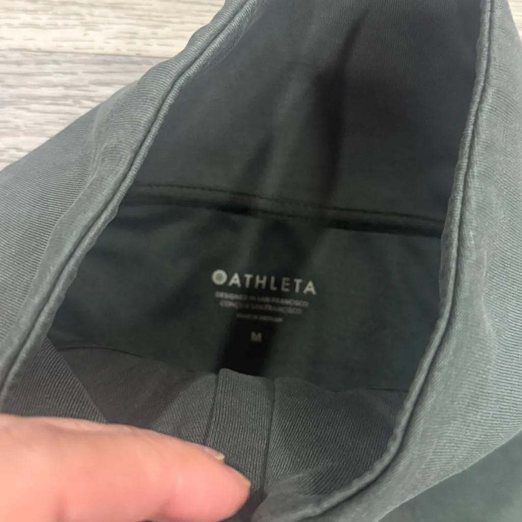 Athleta Forest Green 1/4 Zip Sweater Medium ***Flaw  Boxy Pullover - Image 3