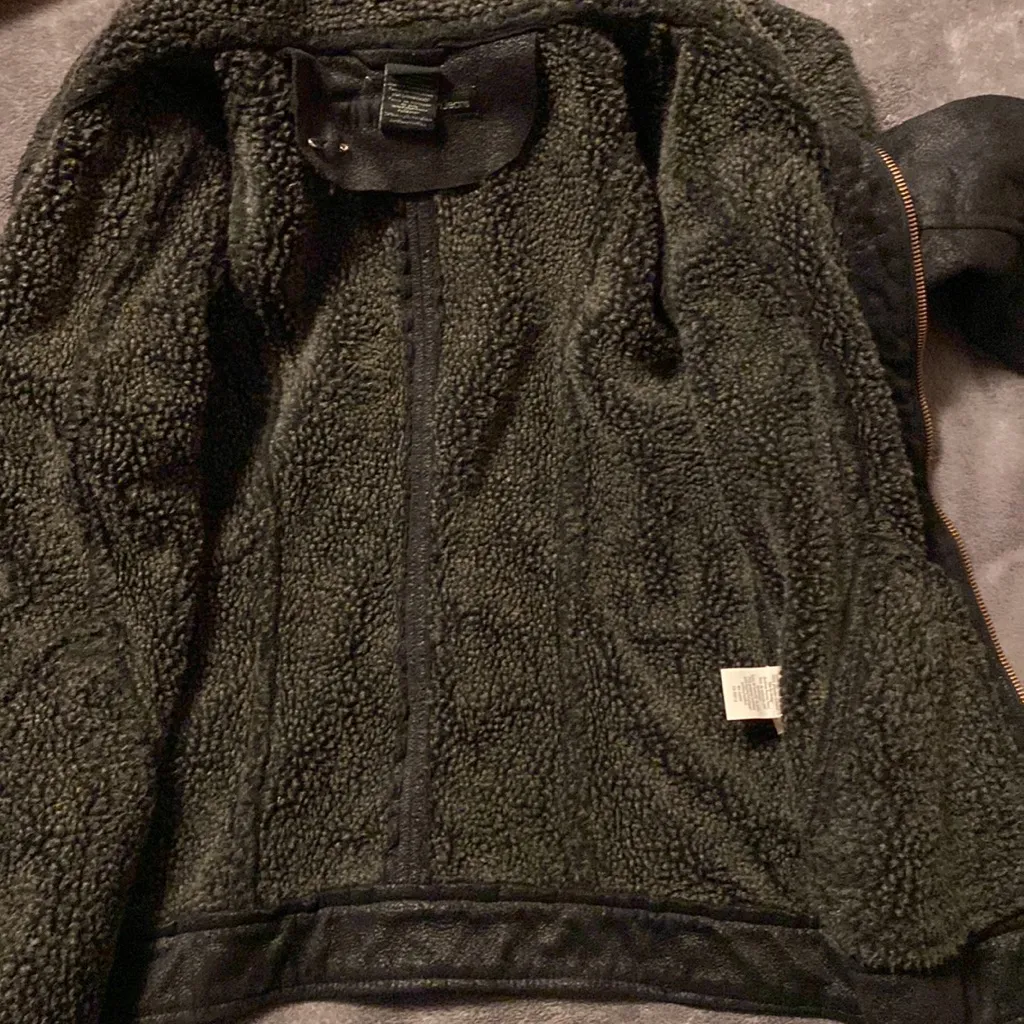 Faux suede and shearling lined jacket Black - Image 5