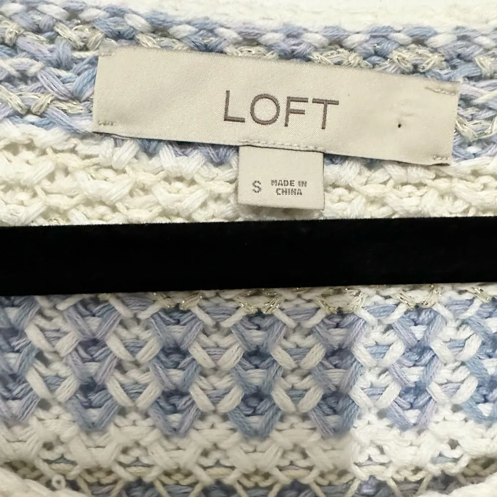 Ann Taylor LOFT Crew Neck Sweater Striped small knit coastal pastel sparkly - Image 4