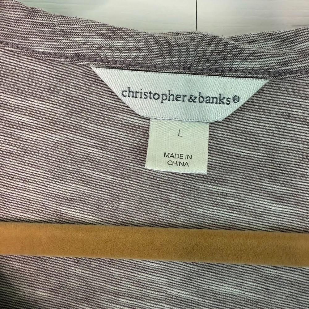 Christopher & Banks grey 3/4 Sleeve Polo Blouse. Size L - Image 4