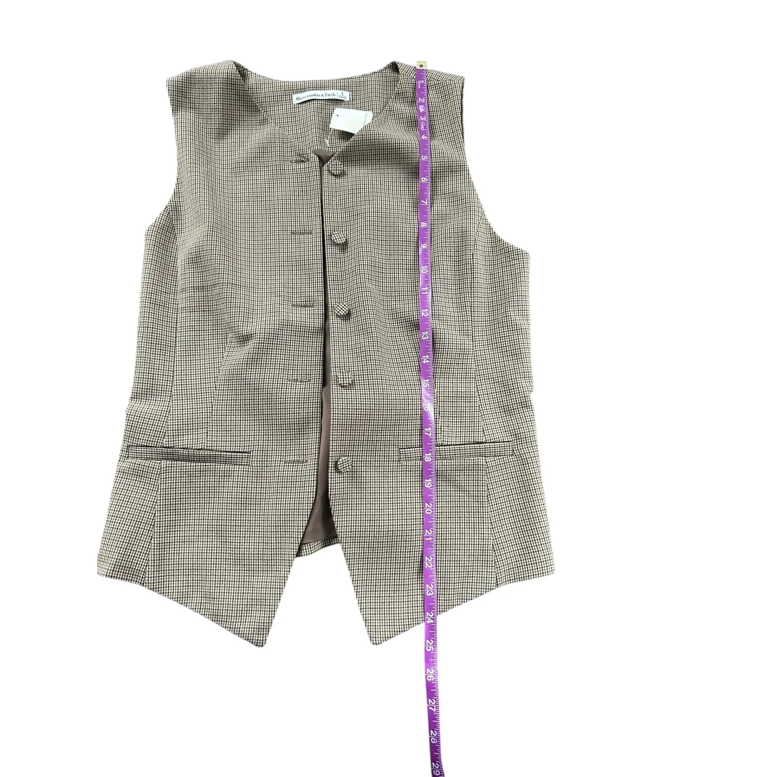 Abercrombie Fitch Houndstooth Vest Waistcoat Button Front Layering NWT - Image 4